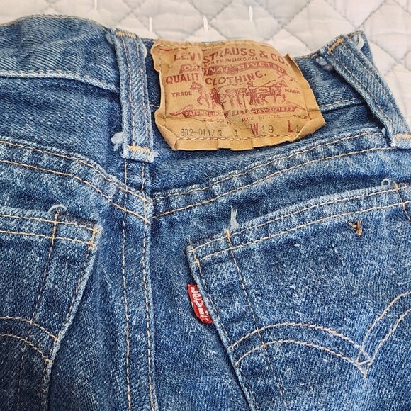 Vint 70's Levi's 302-0117 Sz 1 19x14 Toddler Blue Jeans Denim Children's - Picture 2 of 7